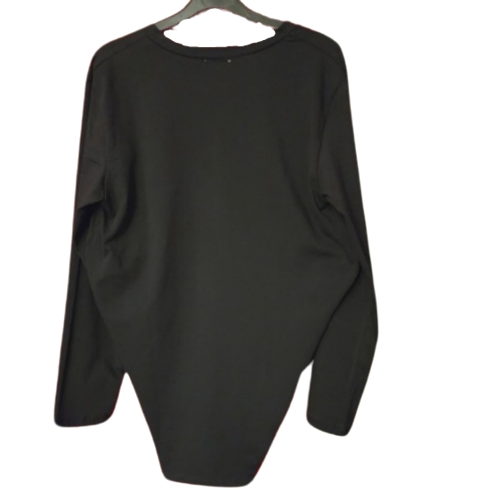 NWOT Jasmine Black Sharkbite Hem Long Sleeve Print T-shirt Women's XL - Picture 2 of 5